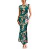 image:imageVFSHOW Womens Boat Neck Formal Bodycon Maxi Sleeveless Slim Fitted Wedding Guest Long Cocktail Mermaid DressGreen Multi Floral Print