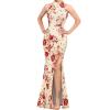 Beige With Red Flower Print