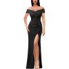 image:imageVFSHOW Womens Sexy Off Shoulder Ruched Buttons High Slit Prom Formal Maxi Dress 2023 Wedding Guest Cocktail Evening Long Gown