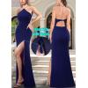 image:imageVFSHOW Womens 2024 Prom Formal Sexy Chain Halter Neck Backless High Slit Evening Gown Maxi Black Tie Dress