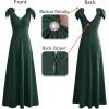image:imageVFSHOW Womens 3D Flower Deep V Neck Double Slit Formal Prom ALine Maxi Dress 2023 Sexy Wedding Guest Evening Long Gown