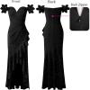 image:imageVFSHOW Womens 3D Flower Off Shoulder Ruched Ruffle Slit Formal Prom Maxi Dress 2023 Sexy Sweetheart V Neckline Mermaid Gown