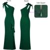 image:imageVFSHOW Womens 3D Flower One Shoulder Ruffle Formal Prom Wedding Guest Maxi Dress 2023 Sexy Cocktail Evening Split Cutout Gown