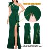 image:imageVFSHOW Womens 3D Flower One Shoulder Ruffle Formal Prom Wedding Guest Maxi Dress 2023 Sexy Cocktail Evening Split Cutout Gown