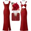 image:imageVFSHOW Womens Backless Cowl Neck Formal Prom Ruched Sexy High Split Maxi Dress 2023 3D Flower Feather Open Back Evening Gown