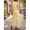 image:imageVFSHOW Womens Cocktail Cowl Neck Dress Casual Wedding Guest Sleeveless Belted Long Fit and Flare A Line Dresses with PocketBeige