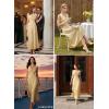 image:imageVFSHOW Womens Cocktail Cowl Neck Dress Casual Wedding Guest Sleeveless Belted Long Fit and Flare A Line Dresses with PocketBeige