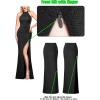 image:imageVFSHOW Womens Elegant Ruched Applique Halter Neck High Slit Formal Prom Wedding Guest Maxi Long Dress