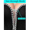 image:imageVFSHOW Womens Formal Prom Beaded Spaghetti Strap Deep V Neck Ruched Maxi Dress Sexy Tulip Split Wedding Guest Evening Gown