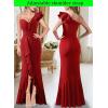 image:imageVFSHOW Womens Formal Prom One Shoulder Strap Ruched Ruffle Split Maxi Dress 2023 Sexy V Neck Wedding Guest Evening Long Gown