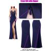 image:imageVFSHOW Womens Formal Prom Sexy Halter Deep V Neck Backless Maxi Dress Rhinestone Black Tie High Slit Evening Gown