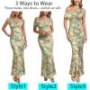 image:imageVFSHOW Womens Off The Shoulder Wedding Guest Maxi Long Dress 2026 Sexy Mesh One Shoulder Formal Cocktail Bodycon DressesGreen and Orange Floral Print