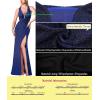 image:imageVFSHOW Womens Sexy Deep V Neck Ruched Backless Formal Prom High Slit Maxi Long Dress Wedding Guest Cocktail Evening Gown