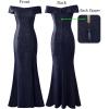 image:imageVFSHOW Womens Sexy Off Shoulder High Split Prom Formal Wedding Guest Maxi Dress Front Twist Knot Long Cocktail Evening Gown