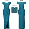 image:imageVFSHOW Womens Sexy Off Shoulder Ruched Formal Prom Wedding Guest Maxi Dress 2023 Tulip Faux Wrap Front Slit Evening Long Gown