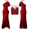 image:imageVFSHOW Womens Sexy One Shoulder Ruched Ruffle Prom Formal Maxi Dress 2023 Front Slit Wedding Guest Long Cocktail Evening Gown