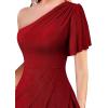 image:imageVFSHOW Womens Sexy One Shoulder Ruched Ruffle Prom Formal Maxi Dress 2023 Front Slit Wedding Guest Long Cocktail Evening Gown