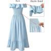image:imageVFSHOW Womens Summer Wedding Guest Dress Formal Off Shoulder Sleeveless A Line Flowy Long Maxi Dress with PocketsLight Blue