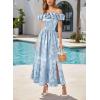 image:imageVFSHOW Womens Summer Wedding Guest Dress Formal Off Shoulder Sleeveless A Line Flowy Long Maxi Dress with PocketsLight Blue Floral