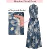 image:imageVFSHOW Womens Wedding Guest Dress Wrap V Neck Pocket Business Cocktail Sleeveless Belted Long Fit and Flare A Line DressesBlue Demin Floral