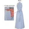 image:imageVFSHOW Womens Wedding Guest Dress Wrap V Neck Pocket Business Cocktail Sleeveless Belted Long Fit and Flare A Line DressesBlue and White Striped