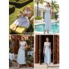image:imageVFSHOW Womens Wedding Guest Dress Wrap V Neck Pocket Business Cocktail Sleeveless Belted Long Fit and Flare A Line DressesBlue and White Striped