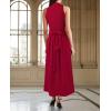 image:imageVFSHOW Womens Wedding Guest Dress Wrap V Neck Pocket Business Cocktail Sleeveless Belted Long Fit and Flare A Line DressesRed