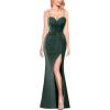 image:imageVFSHOW Womens Rhinestone Spaghetti Strap Prom Formal High Split Maxi Dress 2023 Sexy Sweetheart Neck Twist Front Evening Gown
