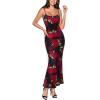 image:imageVFSHOW Womens Summer Spaghetti Strap Bodycon Maxi Long Dress 2026 Sexy Beach Wedding Guest Vacation Date Night Slip DressesBlack With Red Rose Floral Print