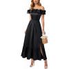 image:imageVFSHOW Womens Summer Wedding Guest Dress Formal Off Shoulder Sleeveless A Line Flowy Long Maxi Dress with PocketsBlack