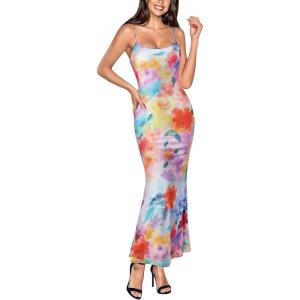 image:imageVFSHOW Womens Summer Spaghetti Strap Bodycon Maxi Long Dress 2026 Sexy Beach Wedding Guest Vacation Date Night Slip DressesMulti Floral Print