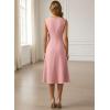 image:imageVFSHOW Womens Asymmetric Ruffle Ruched Cocktail Sleeveless Elegant Boat Neck Wedding Guest Business Formal A Line Midi DressBlush Pink