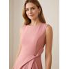 image:imageVFSHOW Womens Asymmetric Ruffle Ruched Cocktail Sleeveless Elegant Boat Neck Wedding Guest Business Formal A Line Midi DressBlush Pink
