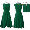 image:imageVFSHOW Womens Asymmetric Ruffle Ruched Cocktail Sleeveless Elegant Boat Neck Wedding Guest Business Formal A Line Midi DressDark Green