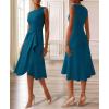 image:imageVFSHOW Womens Asymmetric Ruffle Ruched Cocktail Sleeveless Elegant Boat Neck Wedding Guest Business Formal A Line Midi DressPeacock Blue