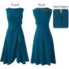 image:imageVFSHOW Womens Asymmetric Ruffle Ruched Cocktail Sleeveless Elegant Boat Neck Wedding Guest Business Formal A Line Midi DressPeacock Blue
