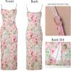 image:imageVFSHOW Womens Summer Spaghetti Strap Cocktail Party Midi Dress 2026 Sweetheart Neck Beach Wedding Guest Slip Bodycon DressesPink Floral Print
