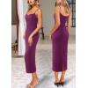 image:imageVFSHOW Womens Summer Spaghetti Strap Cocktail Party Midi Dress 2026 Sweetheart Neck Beach Wedding Guest Slip Bodycon DressesPlum Purple