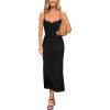 image:imageVFSHOW Womens Summer Spaghetti Strap Cocktail Party Midi Dress 2026 Sweetheart Neck Beach Wedding Guest Slip Bodycon DressesBlack