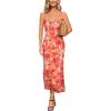 image:imageVFSHOW Womens Summer Spaghetti Strap Cocktail Party Midi Dress 2026 Sweetheart Neck Beach Wedding Guest Slip Bodycon DressesOrange Floral Printb