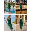 image:imageVFSHOW Womens 2025 Halter Off Shoulder Cocktail Ruched Bodycon Midi Dress Sexy Backless Slim Fitted Wedding Guest DressesGreen