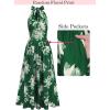 image:imageVFSHOW Womens Casual Halter V Neck Midi Long Dress Wedding Guest Beach Flowy A Line Smocked SundressGreen Floral Print