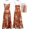 image:imageVFSHOW Womens Cowl Neck Cocktail Formal Wedding Guest Elegant High Low Ruffle Slit Evening Party A Line Long DressBurnt Orange Floral