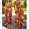 image:imageVFSHOW Womens Cowl Neck Cocktail Formal Wedding Guest Elegant High Low Ruffle Slit Evening Party A Line Long DressBurnt Orange Floral