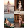 image:imageVFSHOW Womens Cowl Neck Ruffle Spaghetti Strap Wedding Guest Midi Dress Ruched Slit Formal Cocktail Evening Party DressesPink Floral Print