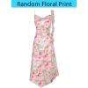image:imageVFSHOW Womens Cowl Neck Ruffle Spaghetti Strap Wedding Guest Midi Dress Ruched Slit Formal Cocktail Evening Party DressesPink Floral Print