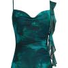 image:imageVFSHOW Womens Cowl Neck Ruffle Spaghetti Strap Wedding Guest Midi Dress Ruched Slit Formal Cocktail Evening Party DressesTeal Green Floral Print