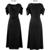 image:imageVFSHOW Womens Ruched Semi Formal Cocktail Dress 2026 Elegant Asymmetrical Neckline Business Church Wedding Guest Long DressBlack
