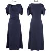 image:imageVFSHOW Womens Ruched Semi Formal Cocktail Dress 2026 Elegant Asymmetrical Neckline Business Church Wedding Guest Long DressNavy Blue