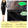 image:imageVFSHOW Womens Shiny Black Cocktail Front Zipper Illusion Mesh Embroidery Bishop Sleeve Tie Waist Party Bodycon Pencil Dress 9020 BLK M